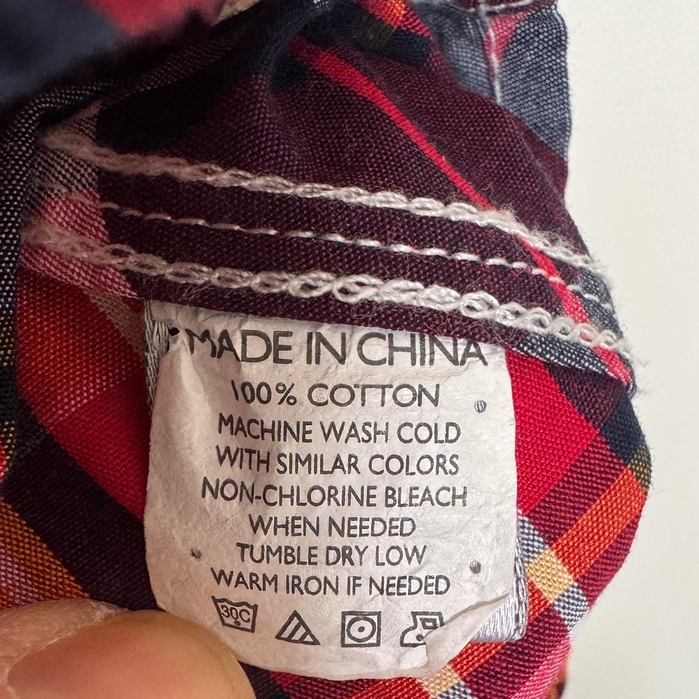 Rocawear Denim‎ Co. Y2K Master Builders Red Plaid Cotton SS Snap Front Shirt XL - Picture 8 of 14